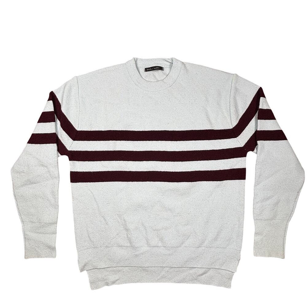 Vintage Stripped Sweater Small Believe Couture White Crewneck Rib  Made in Korea